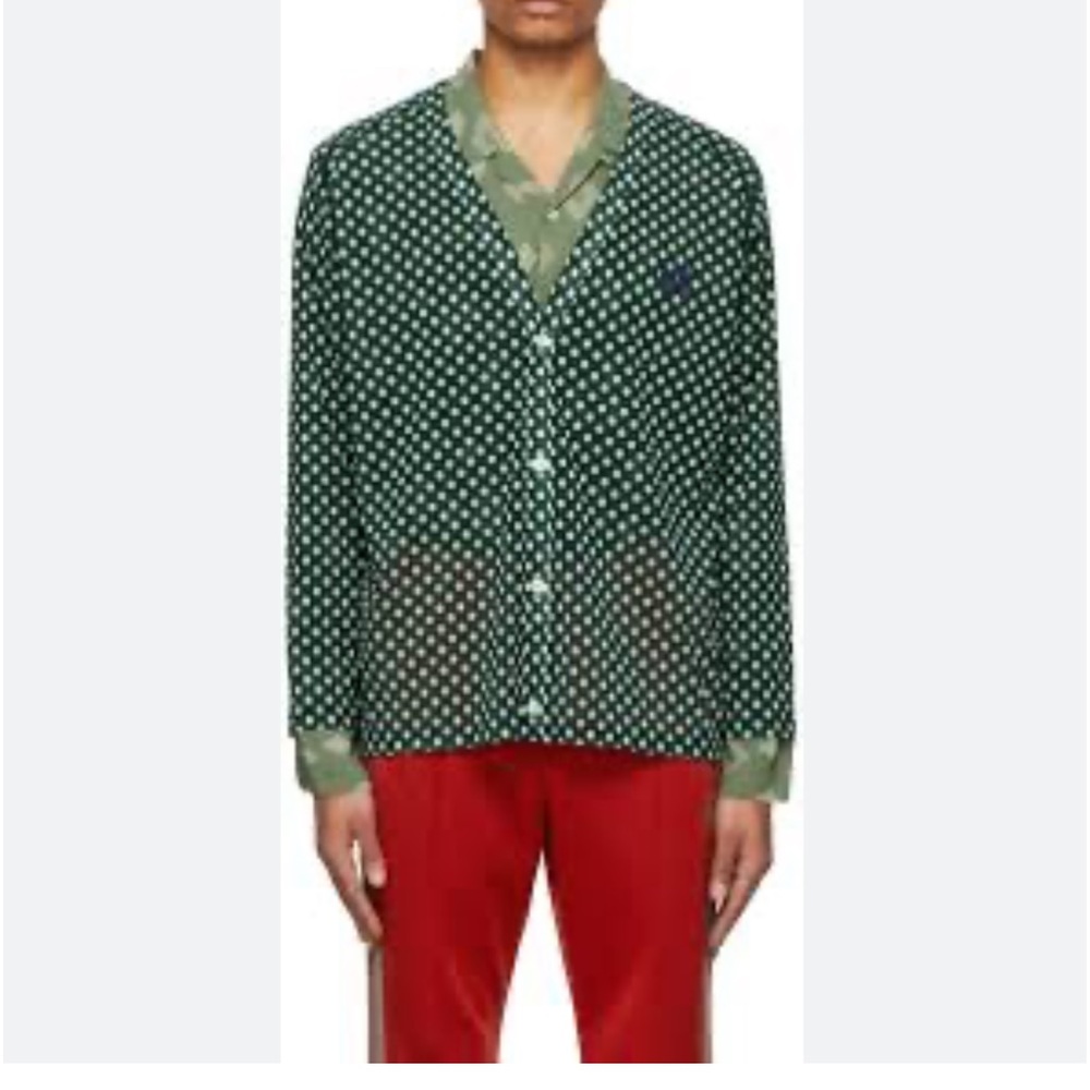 Green and white mesh cardigan, size L, new